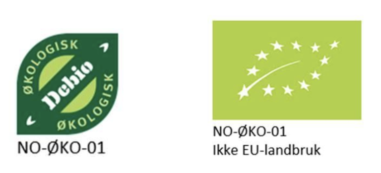 Logoene "NO-ØKO-01" og "NO-ØKO-01 Ikke EU-landbruk"