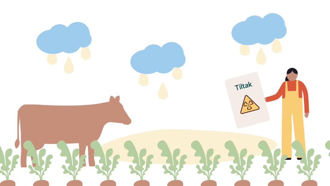 Kvinne med tiltak for næringsmidler ved et radioaktivt nedfall over dyr og planter