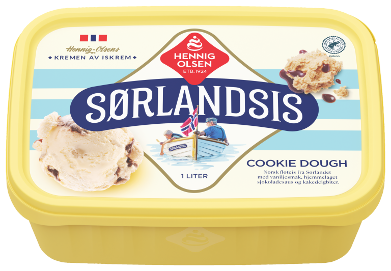 Gul Sørlandsisboks med Cookie Dough
