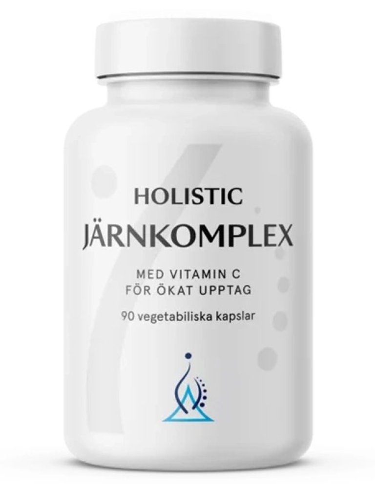 Holistic Jernkomplex - med vitamin C,  90 kapslar. Inneholder 25 mg jern/døgndose.