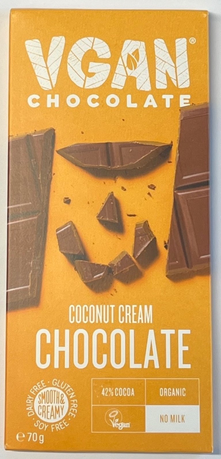 Novelty Food AS kaller tilbake «VGAN COCNUT CREAM CHOCOLATE» på grunn av mulig funn av gluten i kokossukkeret i sjokoladen 
