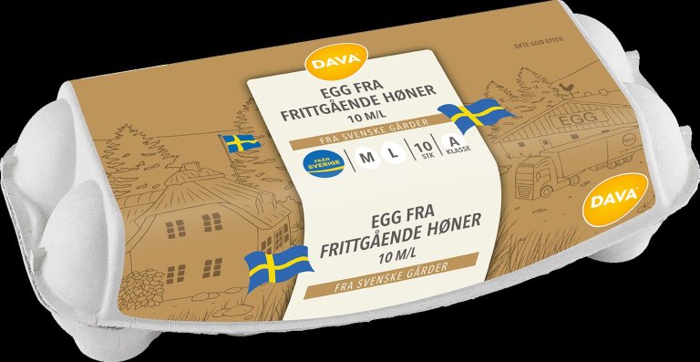 Pakke med egg fra DAVA